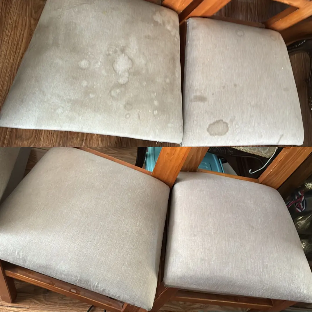 Sillas tapizadas antes y después de la limpieza